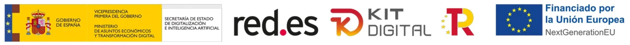Gobierno de España (Ministerio de Asuntos Económicos y Transformación Digital, Secretaría de Estado de Digitalización e Inteligencia Artificial), Red.es, Kit Digital, Plan de Recuperación, Transformación y Resiliencia y Financiado por la Unión Europea – NextGenerationEU