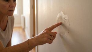 Detección de mancha de humedad y fuga de agua oculta en pared de vivienda